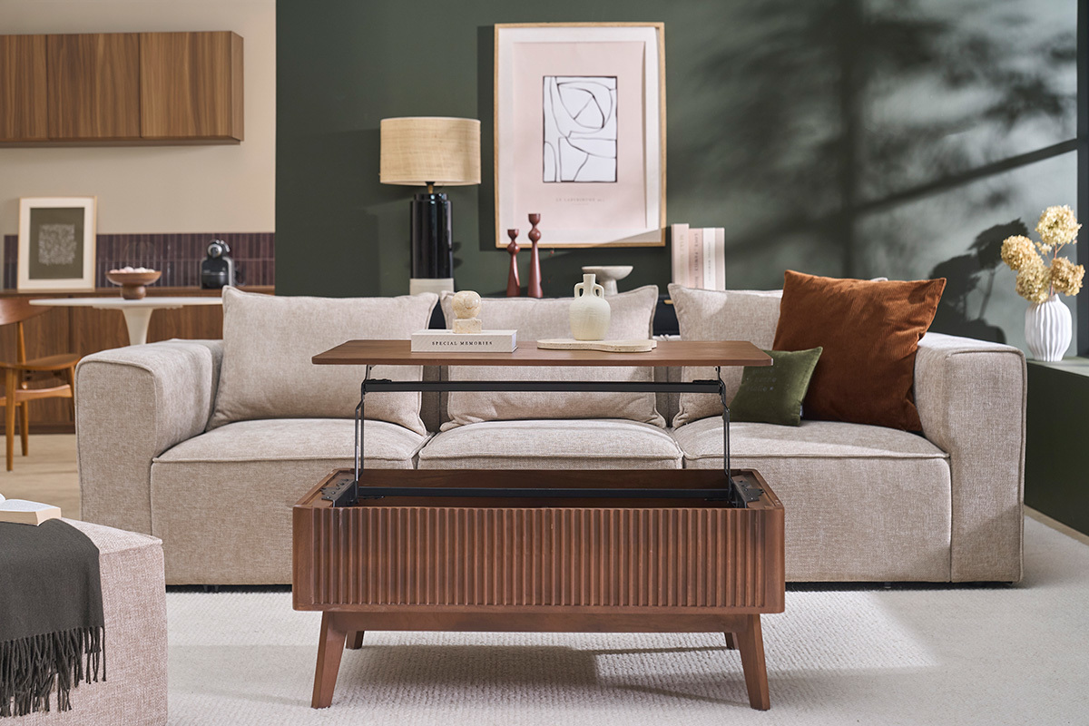 Table basse relevable rectangulaire bois fonc� manguier massif L100 cm ALDA