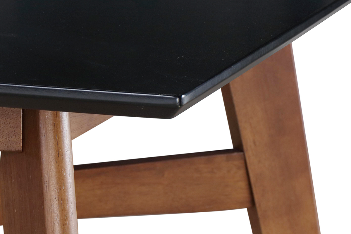 Table de bar carr�e bois et noir H91.5 cm LEENA