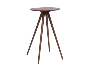 Table de bar ronde en bois fonc&eacute; noyer L60 cm NORDECO