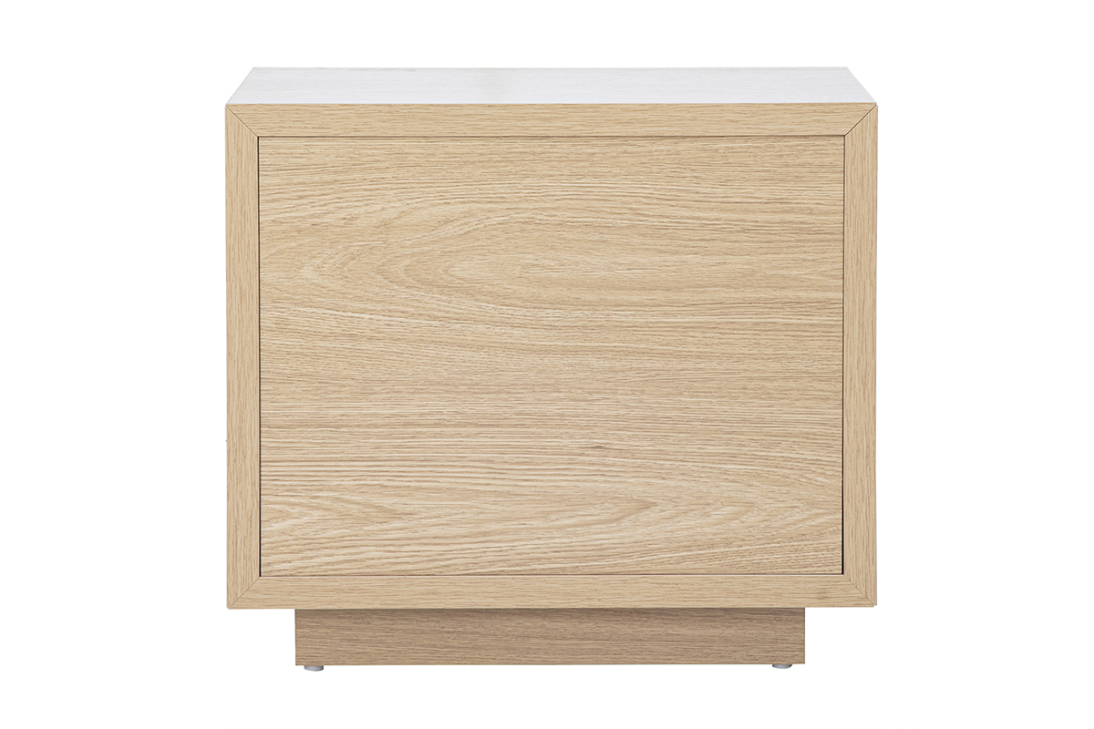 Table de chevet en bois ch�ne MATALA avec deux tiroirs, vue de dos.