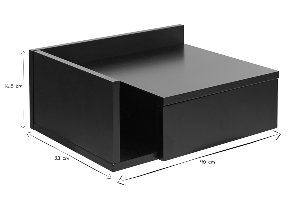 Table de chevet murale noire avec tiroir NASTY