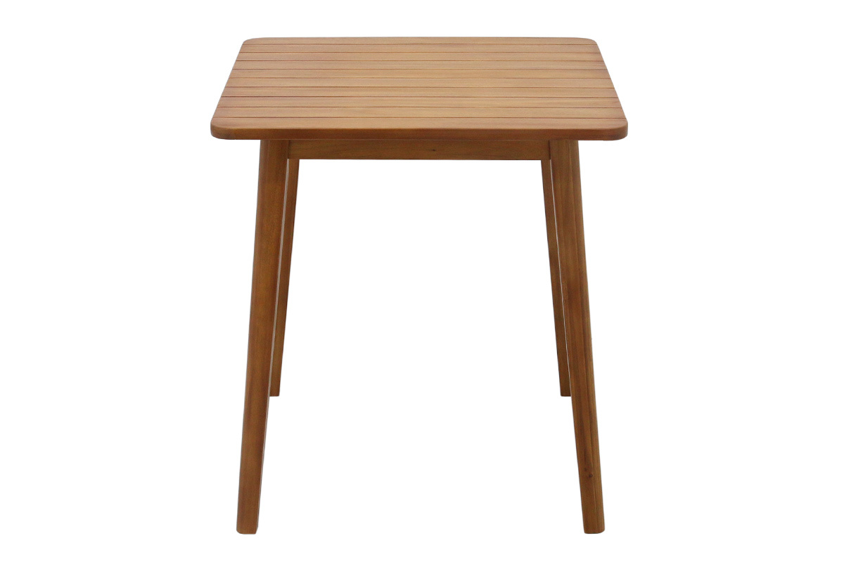 Table de jardin carr�e en bois massif ADELIE, vue de face.