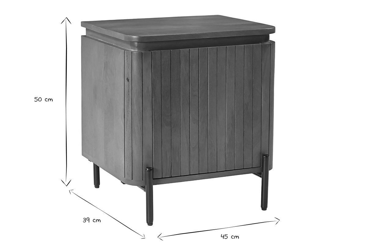 Table de chevet MERIDA avec dimensions en noir et blanc : L45 x P39 x H50 cm