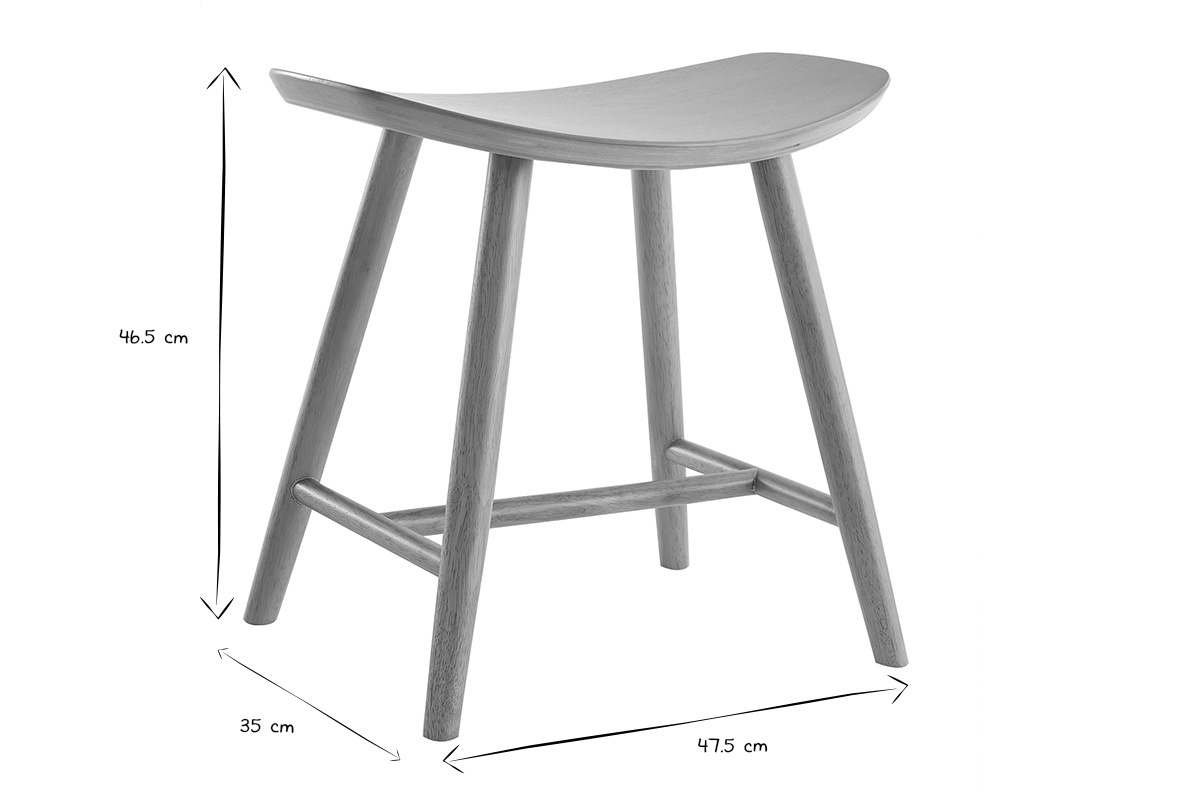 Tabouret bas DEMORY noir et blanc avec dimensions 46.5x35x47.5 cm.
