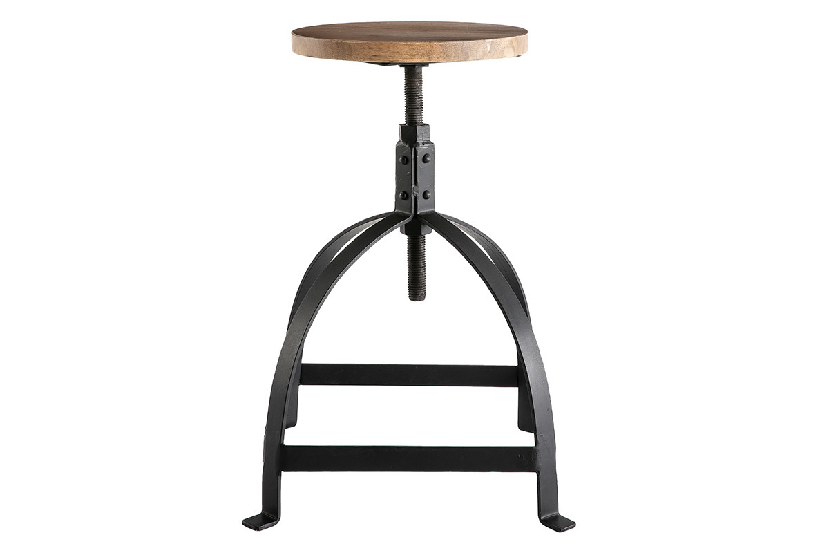 Tabouret d'appoint m�tal et bois 65 cm INDUSTRIA
