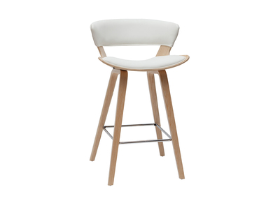Tabouret de bar design blanc et bois clair H65 cm SYRAH