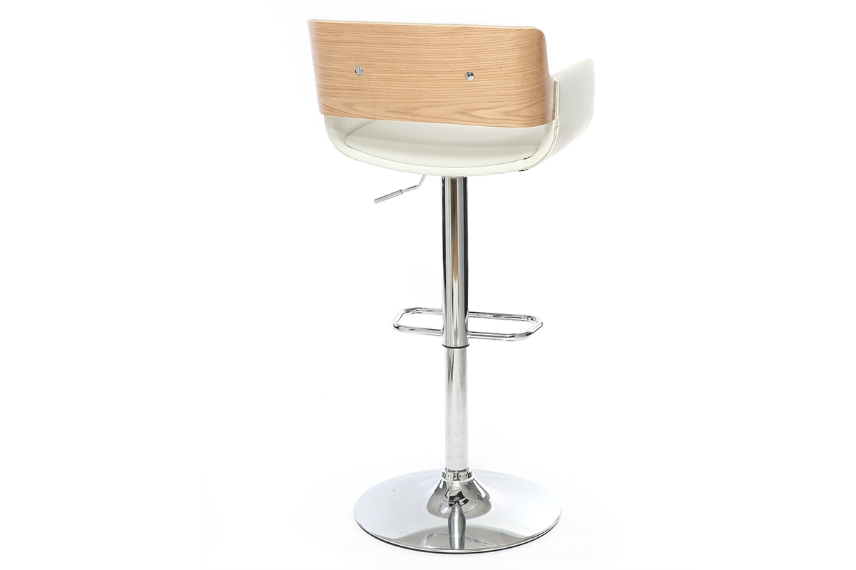 Tabouret de bar design polyur�thane blanc et bois clair RAY