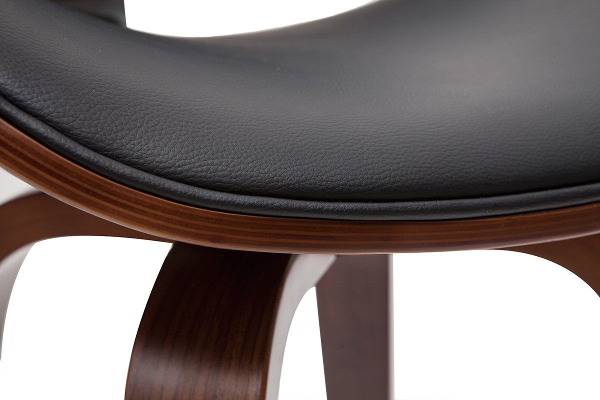 Tabouret de bar pivotant noir et bois fonc� H68 cm WALNUT