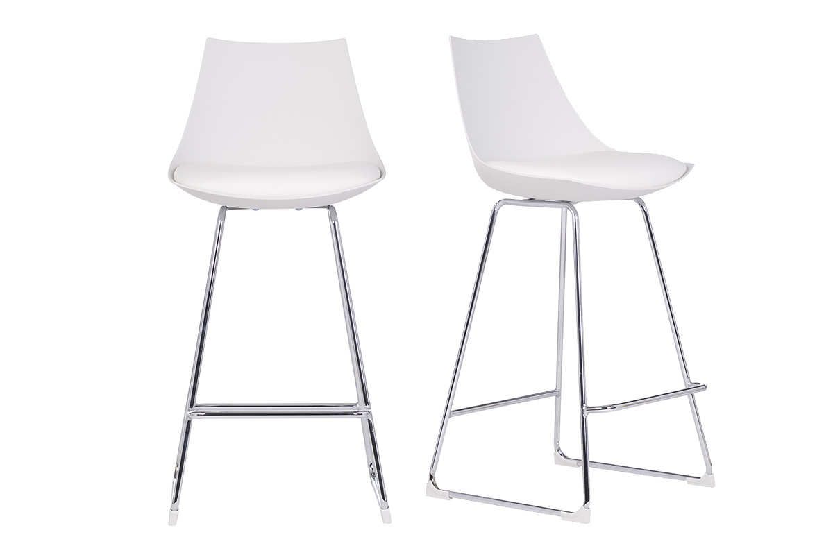 Tabourets de bar design blancs 65 cm (lot de 2) JUNE