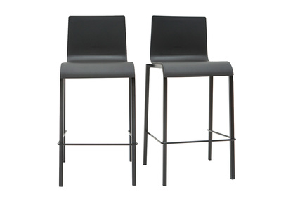 Tabourets de bar design empilables noirs H65 cm (lot de 2) KUPA