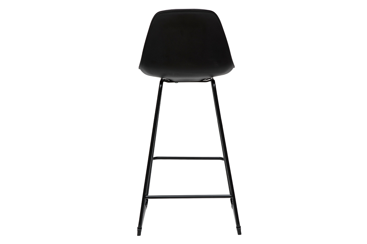 Tabourets de bar design noirs pieds m�tal H66 cm (lot de 2) FRANZ