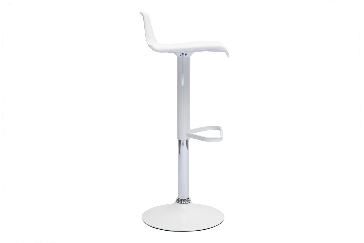 Tabourets de bar design r�glables blancs 360� (lot de 2) KRONOS