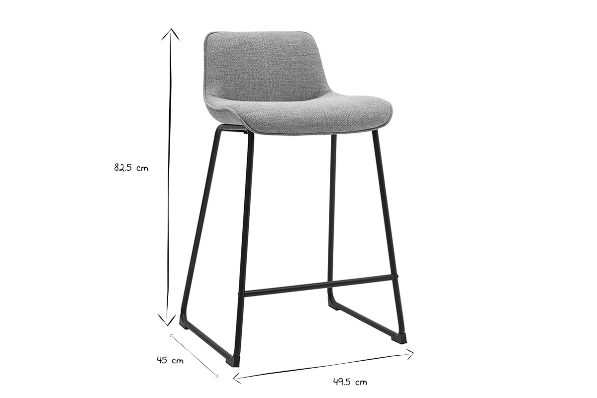 Dimensions noir et blanc du tabouret de bar BOOST : 82,5 cm hauteur, 45 cm profondeur, 49,5 cm largeur.
