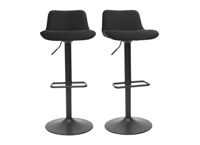 Tabourets de bar r&eacute;glables pivotants 360&deg; noirs en tissu velours et m&eacute;tal (lot de 2) BOOST