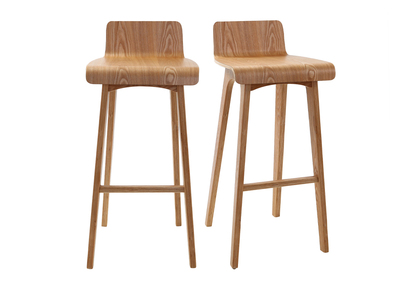 Tabourets de bar scandinaves en bois clair H75 cm (lot de 2) BALTIK