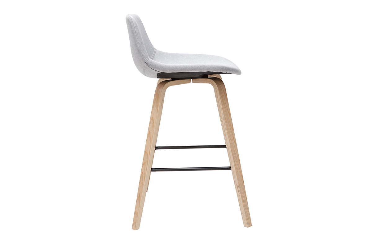 Tabourets de bar scandinaves gris clair et bois H65 cm (lot de 2) NONIE