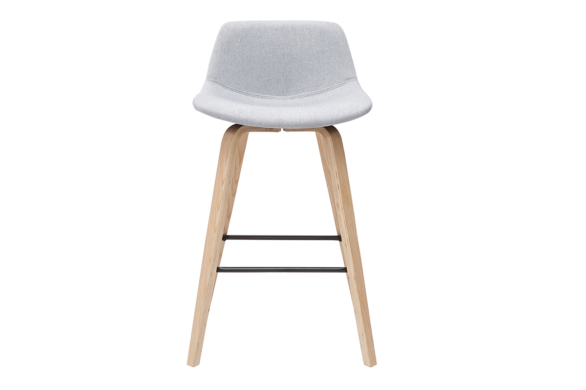 Tabourets de bar scandinaves gris clair et bois H65 cm (lot de 2) NONIE