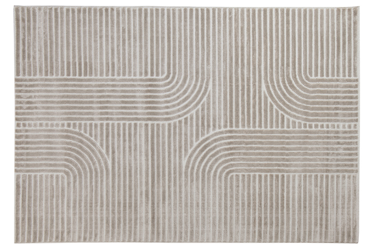Tapis graphique rectangulaire beige 160 x 230 cm MAGNUS