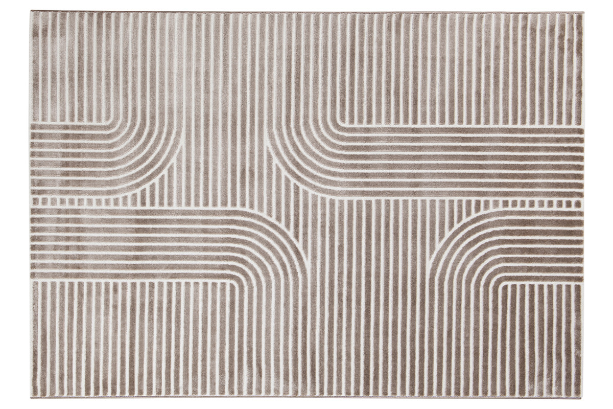 Tapis graphique rectangulaire taupe 160 x 230 cm MAGNUS